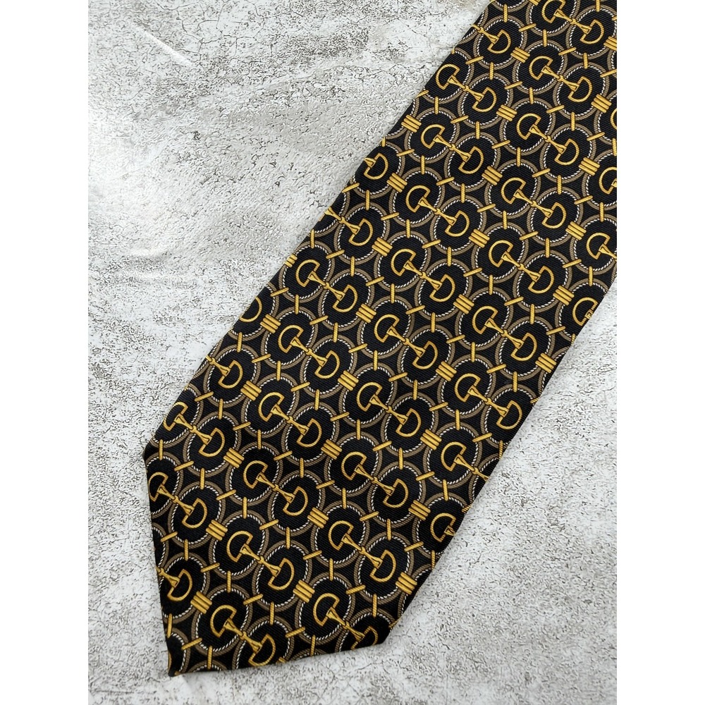 Classico By Paolo Gucci 100% Silk Tie Mens One Size Black Geometric Necktie